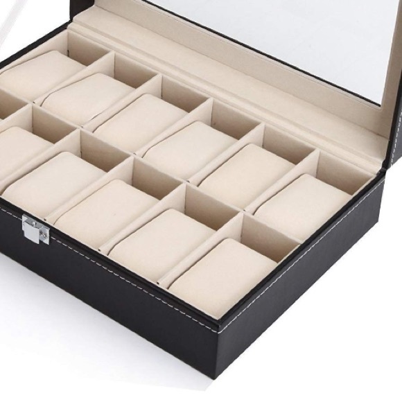 Black leather Watch display case - Picture 3 of 5